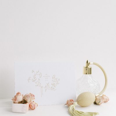 Do everything with Love Card with gold foil and a blush envelope