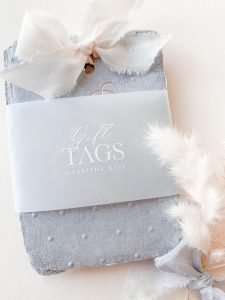 Blue gift tags with the words some bunny loves you.