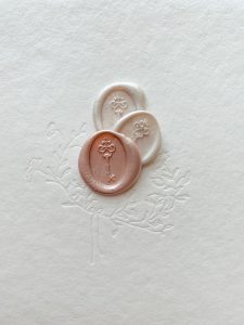 Vintage wax key seals in nude pink and pearl wax